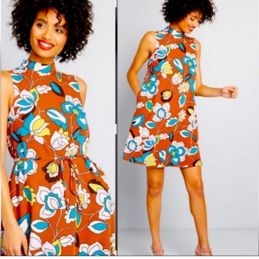 Modcloth retro shift floral mini dress